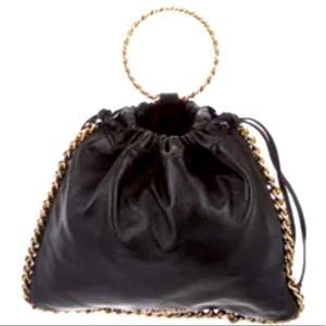 Balmain Black Leather & Chain Accented Backpack Convertible Crossbody